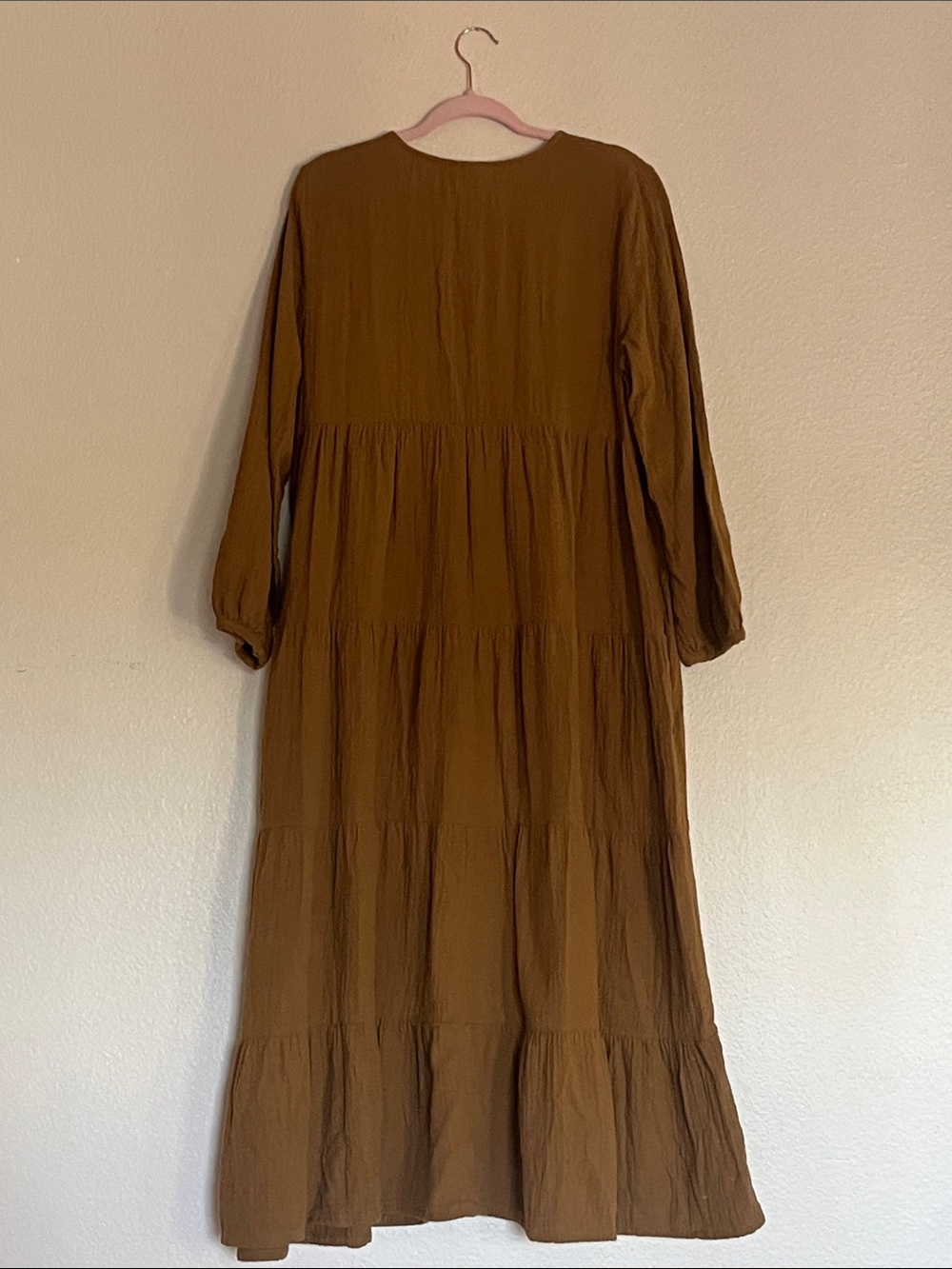 Universal Thread Gauze Tiered Dress Bell Long Sleeve, Size Large - Picture 3 of 11